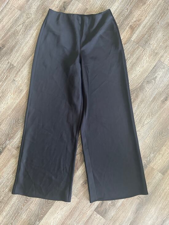 RACHEL Rachel Roy Pants - Rachel Roy Elegant Chic Wide-Leg Dress Pants Black, US Size 6 Silky Satin Formal